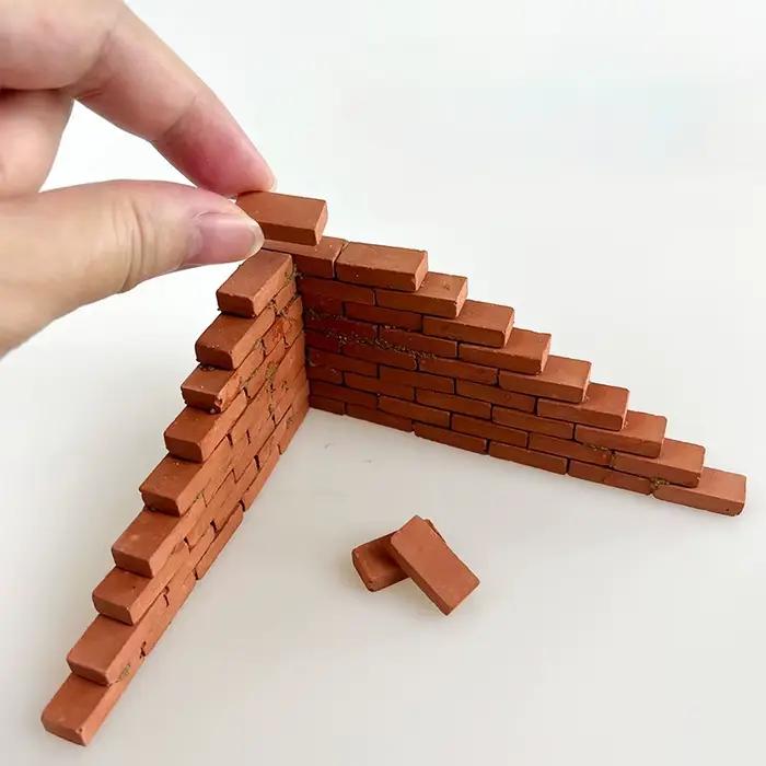 100 pièces Mini Simulation brique bricolage maison bâtiment matériaux muraux à la main ciment