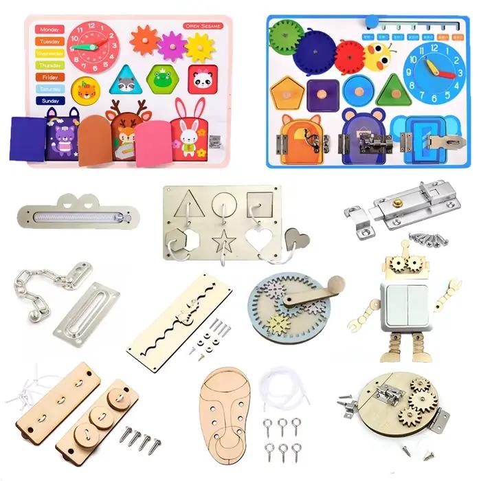 Montessori Busy Board Jouets pour enfants, Jeux de bricolage, Pièces de planche, Jouets en bois, Jeu
