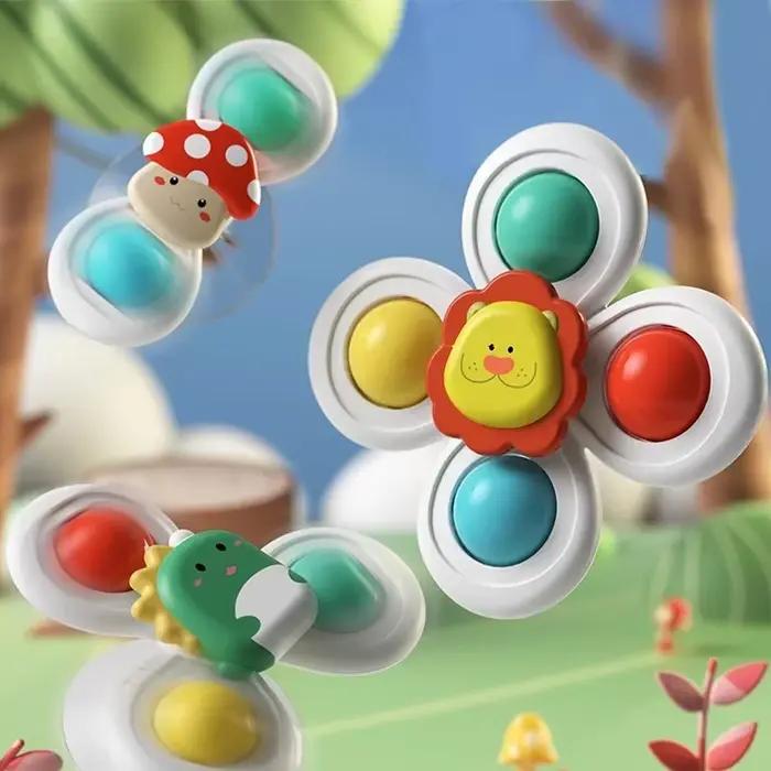 Jouet rotatif à ventouse pour bébé animal de compagnie coordination œil-main formation éducative bain voyage cadeau anniversaire noël ensemble de 3 pièces
