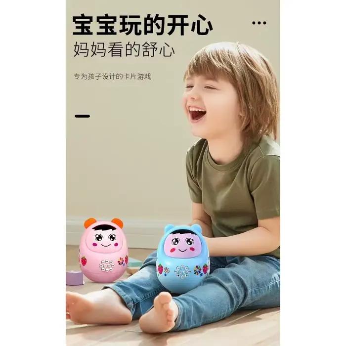 Machine à histoires Roly Poly Tumbler bleu clair pour enfants, jouet éducatif multifonctionnel avec comptes-rendus