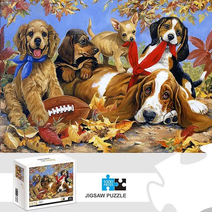 1000 pièces mignon chiot de compagnie Puzzles pour adultes décor à la maison jeux famille amusant so