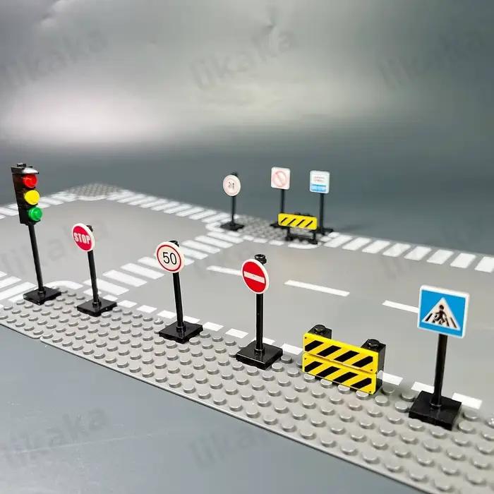 Blocs de Construction de Panneau de Signalisation Routière de Ville Jouets pour Enfants et Adultes Créativité Éducative Occasions Spéciales