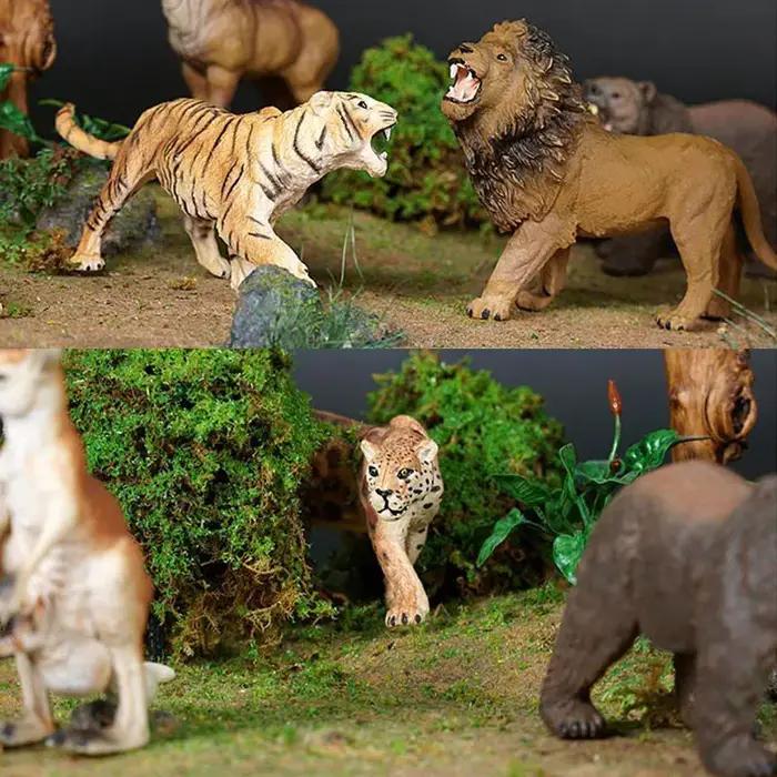 Simulation d'animaux sauvages, éléphant, Lion, Graffe, ours brun, Figurines d'action, faune, cerf Si