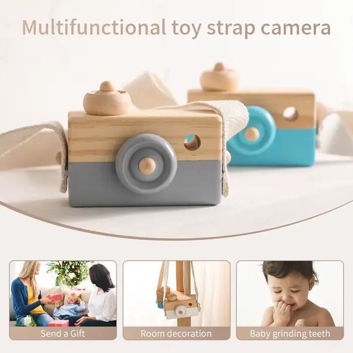 Caméra de mode en bois jouets pour bébé pendentif bloc