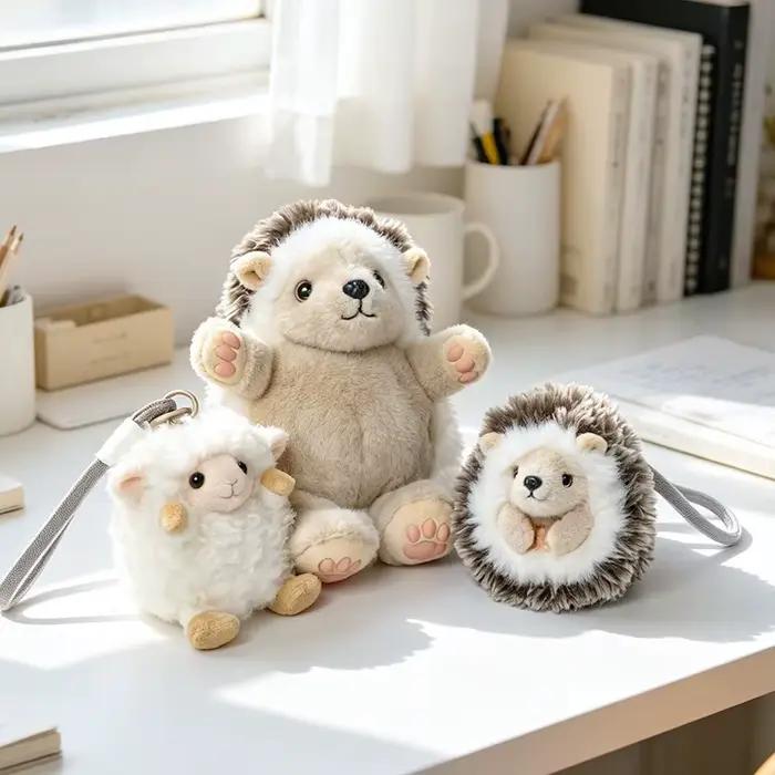 TreasuringU Peluche Ovin et Hérisson Créative, Peluche Ronde et Mignonne Ovin-Hérisson Réversible, Porte-clés, Coussin Doux, Cadeaux d'Anniversaire