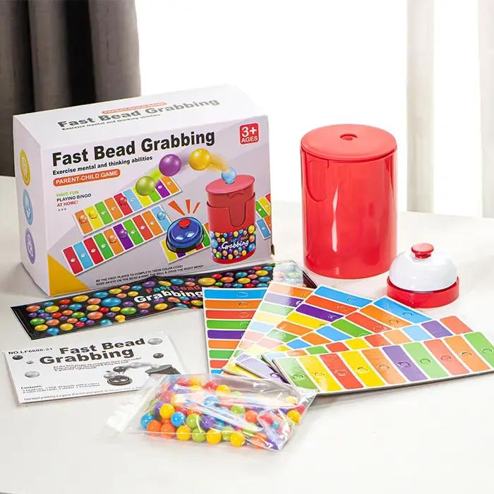 Jeu de société Bingo de correspondance des couleurs, jeu éducatif rapide pour enfants, entraînement à la préhension des perles, jeu de stratégie familial pour enfants et adultes