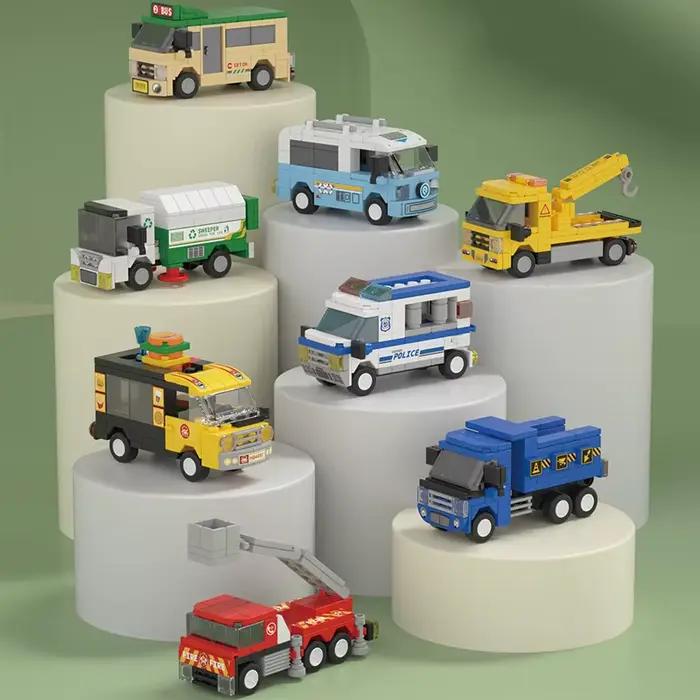 8 jouets puzzle, blocs de construction, voitures coulissantes, véhicules de simulation sur le thème