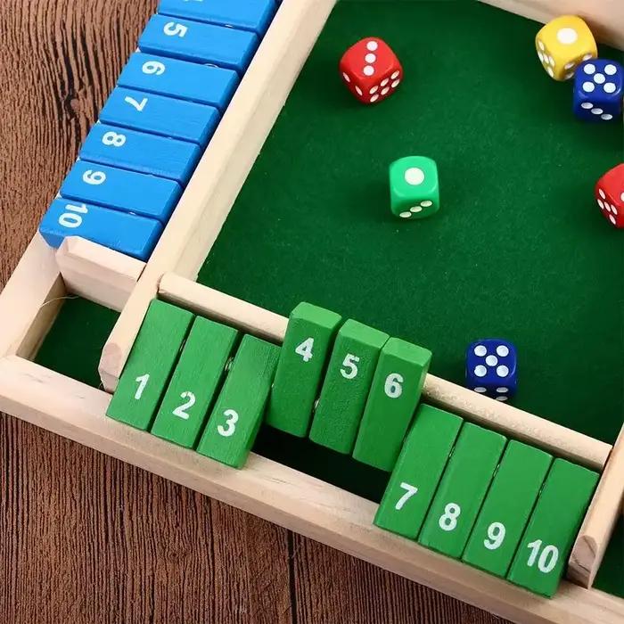 Fermez la boîte jeu de société de dés enfants jouets d'apprentissage des mathématiques précoces 4 joueurs rabats en bois jeu de dés jouets de fête interactifs Parent-enfant