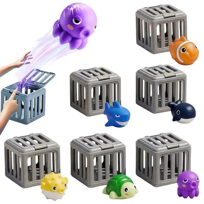 Jouets de plongée pour enfants, jeu de piscine aquatique, ensemble de jouets de bain pour tout-petits avec boîte à poissons et animaux flottants, cadeau d'été pour la natation