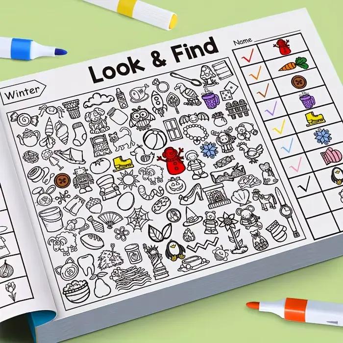 Livre d'activités interactif de mémoire et de reconnaissance des couleurs avec jeux de recherche
