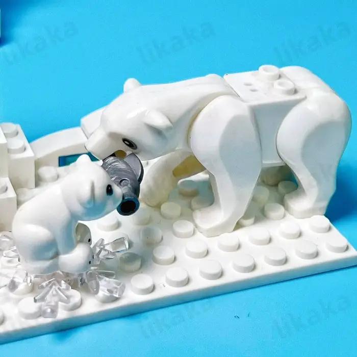 Blocs de construction d'animaux de ferme urbaine, animaux naturels, poisson, loutre, MOC, monde sous
