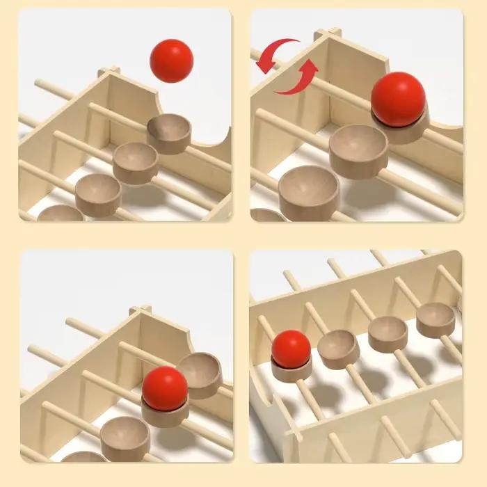 Jeu de course sur marbre rotatif en bois-jouet interactif d'équilibre et de coordination développe le raisonnement spatial et la motricité fine