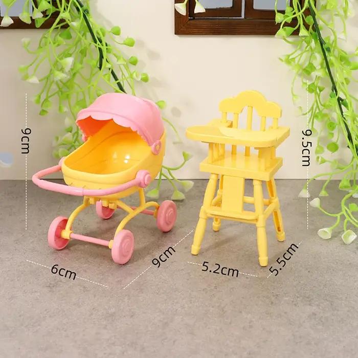 1 ensemble Mini bébé pour poupée poussette chariot enfants Tables à manger jouet maison