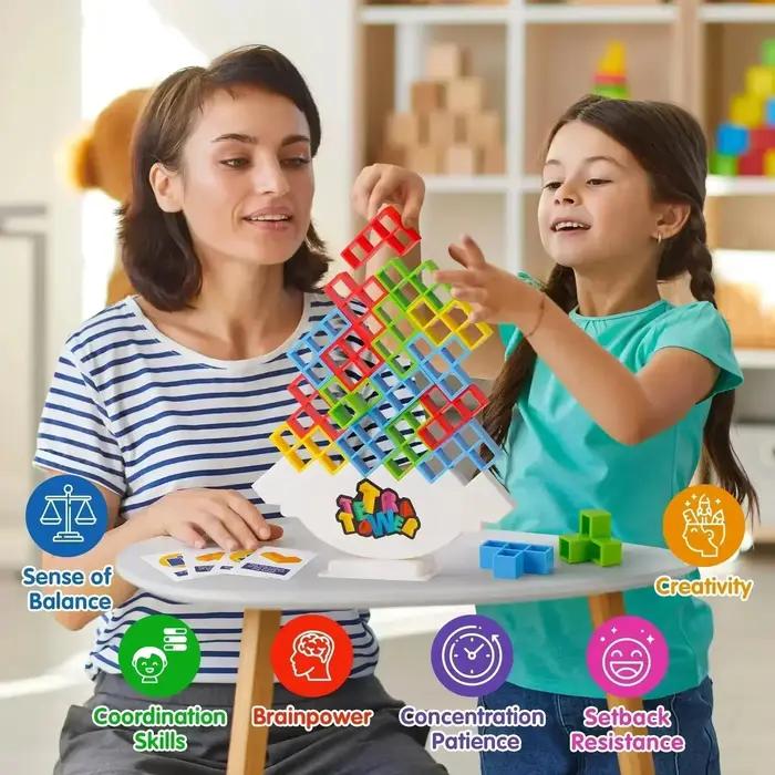 Tetra Tower Fun Balance blocs de construction empilables jeu de société pour enfants adultes amis équipe dortoir jeu familial cadeaux de nuit et de fête