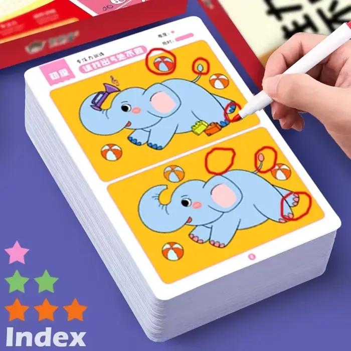 Jeu de cartes réutilisables Montessori pour enfants apprentissage précoces concentration courage 64 pièces occasions spéciales