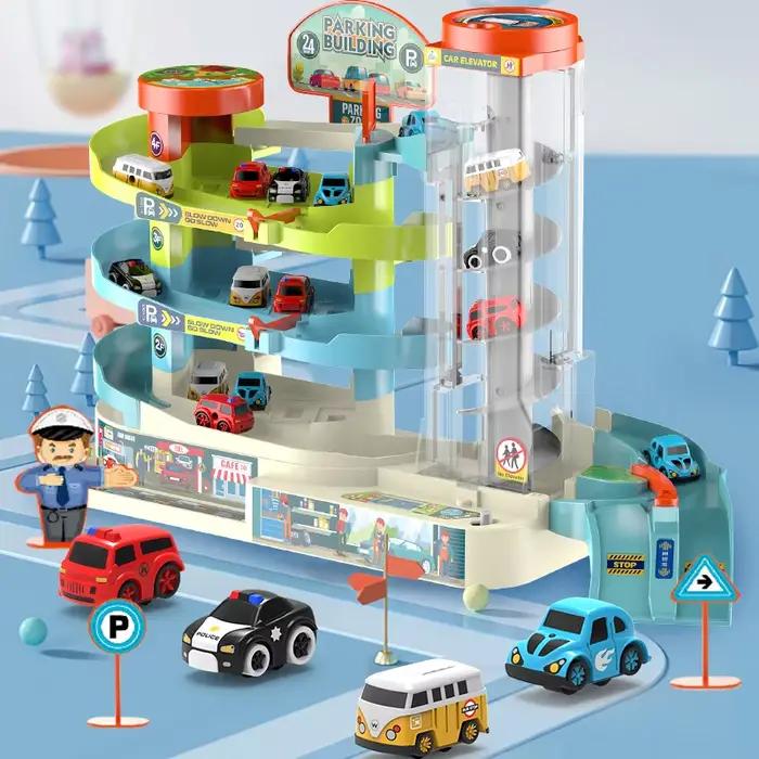 Piste électrique voiture Parking bâtiment jouet course Rail
