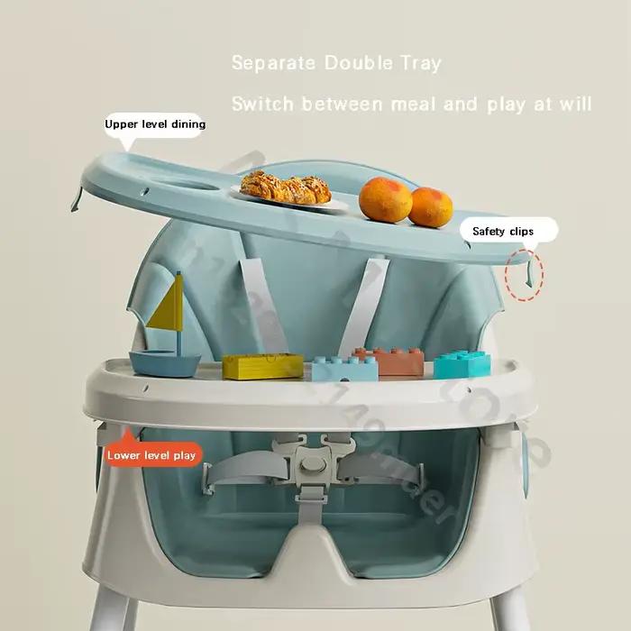 Table à manger et sièges d'appoint pliables pour enfants de 0 à 6 ans polyvalents et sécurisés pour les repas et les jeux
