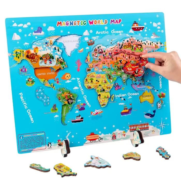 Puzzles magnétiques de carte du monde pour enfants