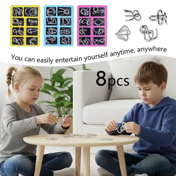 8 pièces/ensemble métal Montessori Puzzle fil IQ esprit casse-tête Puzzles adultes jeu interactif soulageant jouets éducatifs cadeau