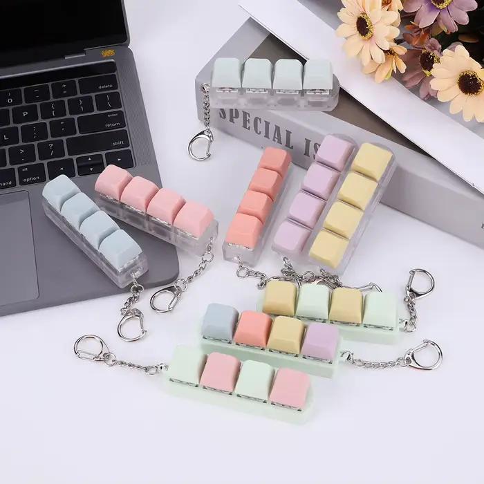 Keycap Keycap Fidget Keychain, 4 prédire Keyboard, Decompression Toys, DIY Keychain Toys, Adult Gift