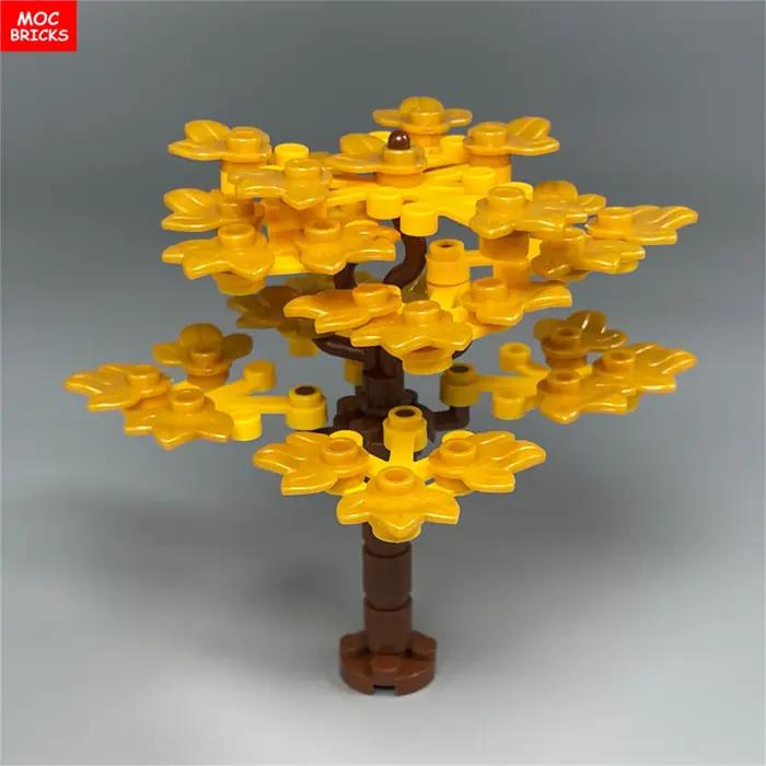 Briques MOC série arbre vert blocs de Construction plante ville jardin rue lac vue parc Jungle jouets de noël pour les enfants