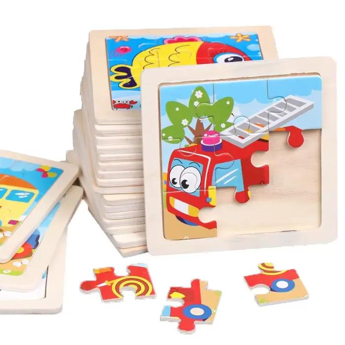 11X11CM enfants Puzzle en bois dessin animé trafic d'animaux Tangram
