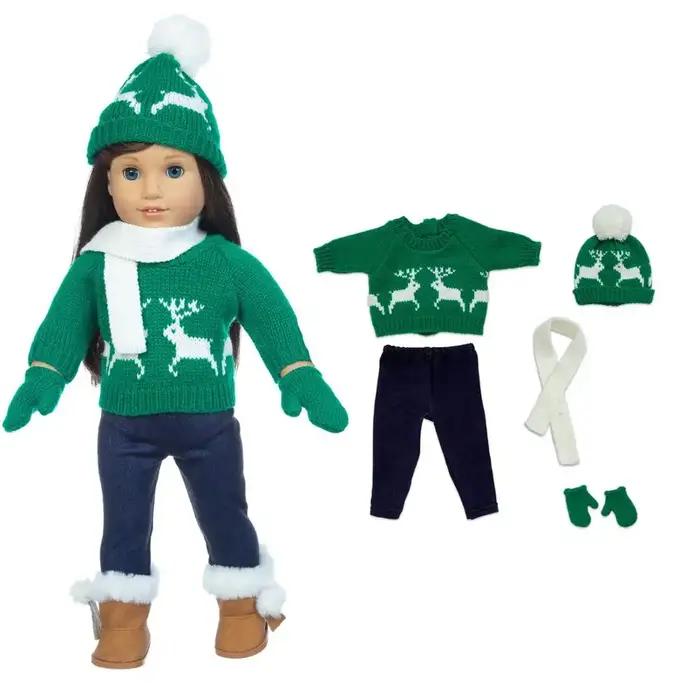 Ensemble pull de noël 2023 adapté à la poupée American Girl