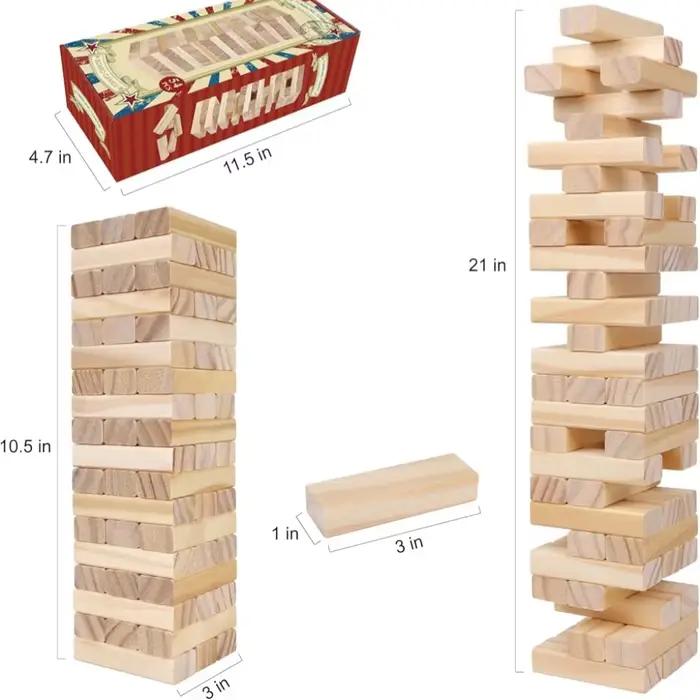 Jeu de construction de tours classique de 54 pièces
