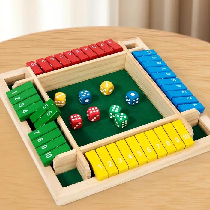 Jeu de dés mathématiques en bois à 4 faces avec tuiles numériques