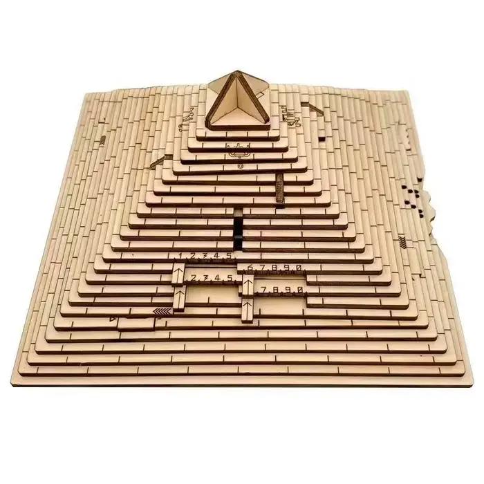Boîte de Puzzle Pyramide en Bois Cadeaux Uniques Compartiment Caché Casse-Tête Défi IQ Jeux Métaux Occasions Spéciales