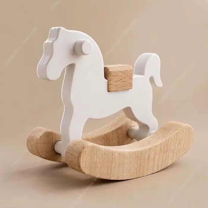 Miniature Cheval en Bois Jouet Modèle Poupée Accessoires Décoratifs Simple Petit