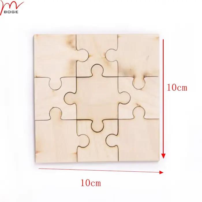 Ensemble de 20 pièces de puzzle inachevé, jeu en bois, puzzle en bois 10x10cm
