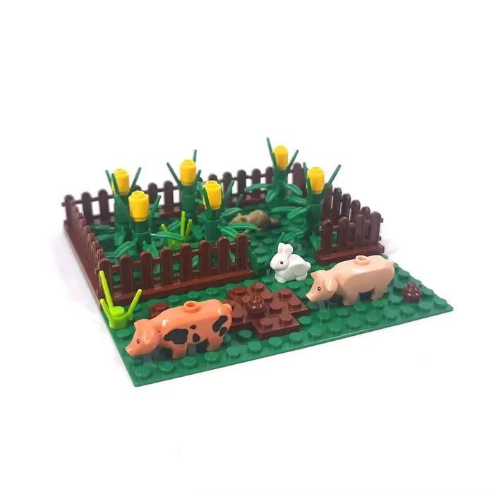 Scènes de blocs de construction de rancho d'animaux amusants
