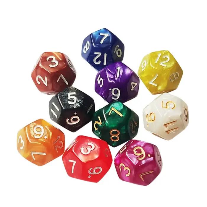 H8WC 10 pièces acrylique D12 dés mathématiques jeux jeu de société bricolage dés de jeu