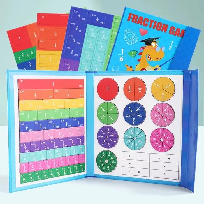 Puzzle de fractions magnétiques pour la maîtrise des maths, illumination Montessori, amusant, arithm