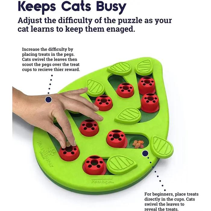 Puzzle et jeu pour la journée pluvieuse – Puzzle interactif pour friandises pour chat, jouets pour chat, fuite de nourriture, planche à gratter pour chat