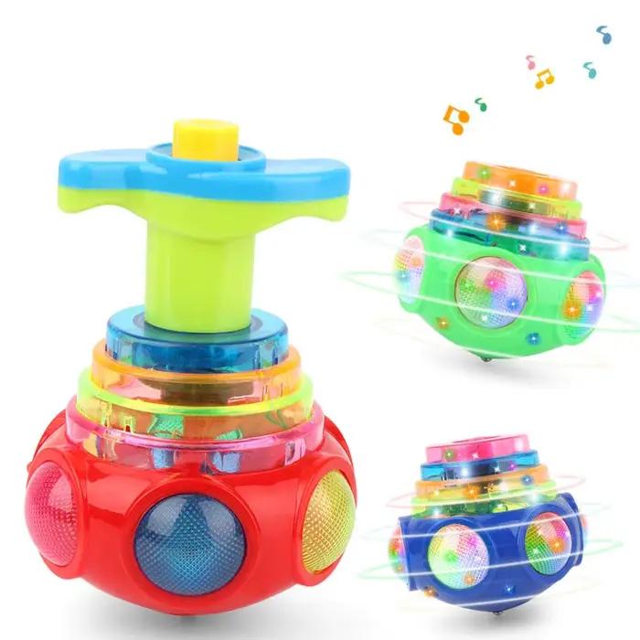 UFO-Toupie pouvez-vous roscope Clignotante pour Enfant, Jouet Lumineux, Piggy LED, Musique, Lanceur