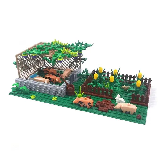 Scènes de blocs de construction de rancho d'animaux amusants