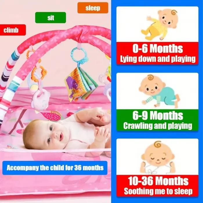 Parc d'activités pour bébé avec jouets suspendus tapis d'éveil pour développement exercice nouveau-né centre de fitness et activités pour nourrissons 0-1 an