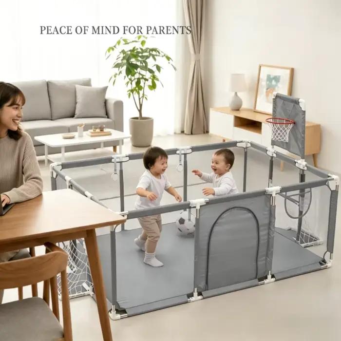 IMBABY Parc de jeu gris grand format pour bébés et tout-petits, enclos de jeu pour bébés et tout-pet