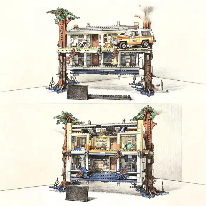 La Série de Films Classiques : La Maison Réversible, Figurine de Construction Puzzle de 2287 Pièces