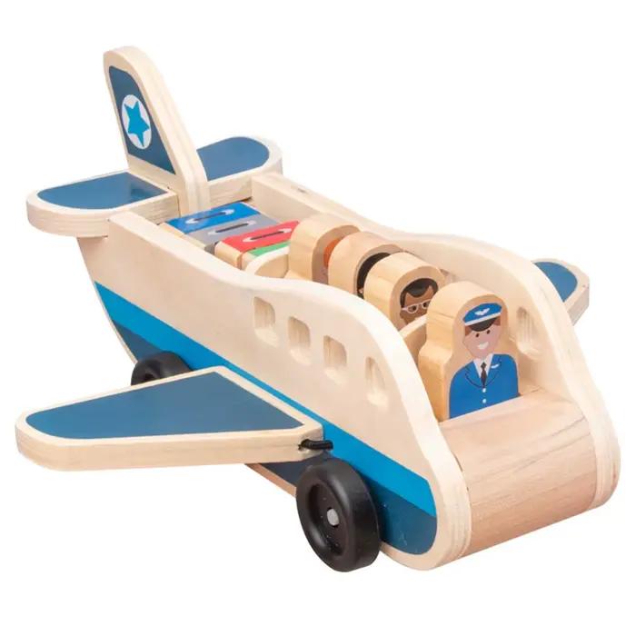 Ensemble de blocs de construction en bois : Avion de passagers