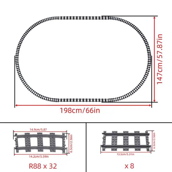 Briques de ville Train pièces de Construction flexibles chemin de fer R56 R72 R88 R104 pistes courbes ovales blocs
