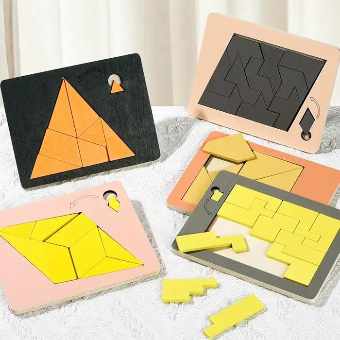 Puzzles géométriques en bois défi Impossible combustion du cerveau décompression qi esprit casse-tête pour adultes enfants