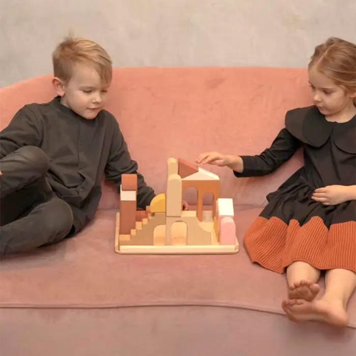 Blocs de construction Montessori en bois massif arc-en-ciel, jouet éducatif, château, marionnette, Puzzle créatif, jouet éducatif pour enfant