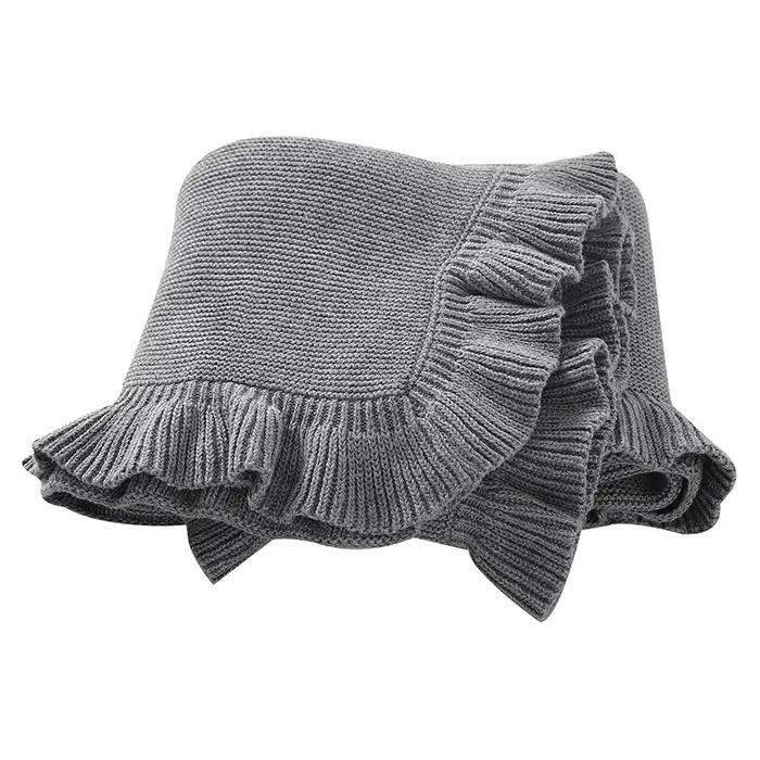 Couverture en tricot solide 100% coton pour nouveau-né nourrisson bébé 0-24 mois polyvalente pour couches poussette pépinière lit de voyage