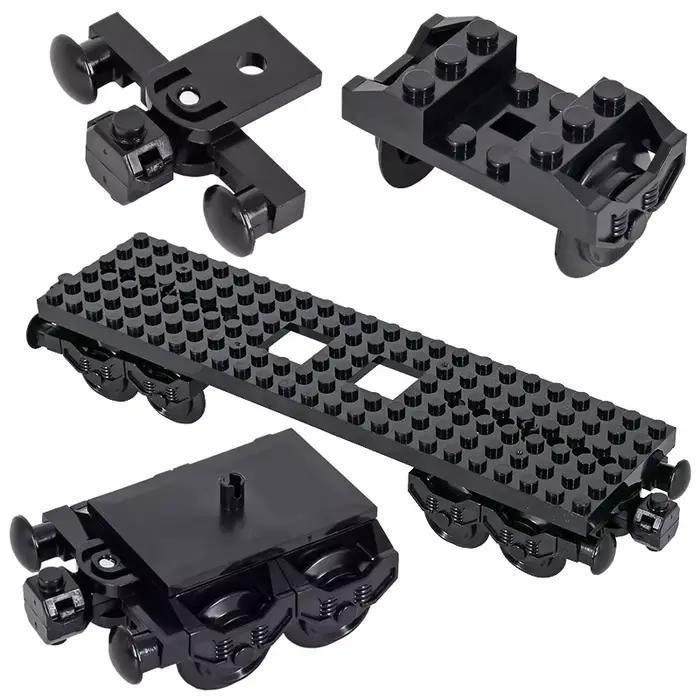 MOC City – blocs de construction en briques, idée créative, Base de Train, chariot à roues, jouets d