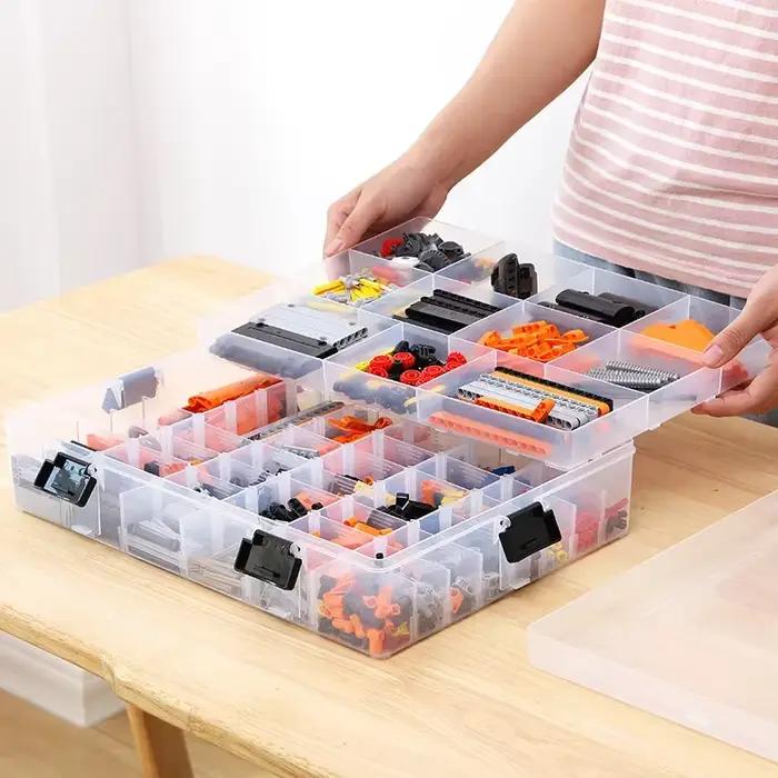Boîte de rangement grande capacité transparente multicouche pour jouets, blocs, pièces et granulés – Organisateur de classification