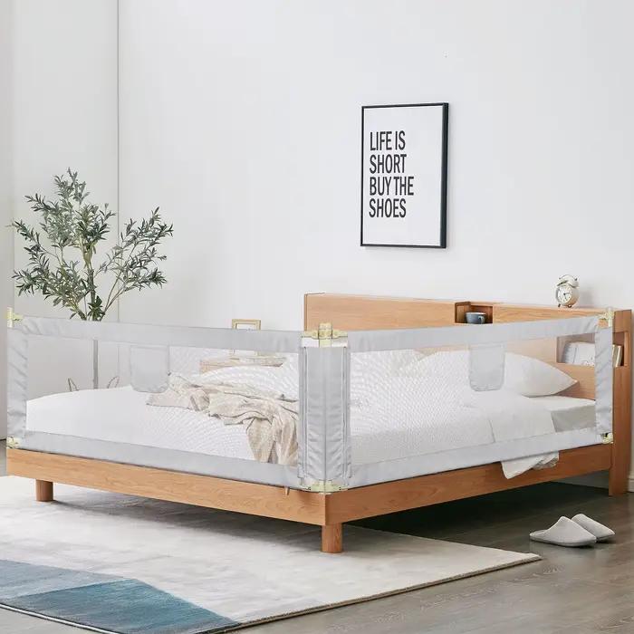 Barrière de lit en fer réglable en hauteur pour enfants 7-12 mois anti-chute filet aéré stable et facile à monter occasions spéciales chambre à coucher