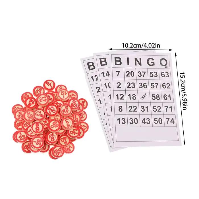 40 pièces cartes de Bingo facile à lire 75 chiffres puces jeu